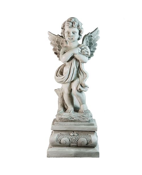Northlight Standing Cherub Angel On Pedestal Outdoor Garden Statue