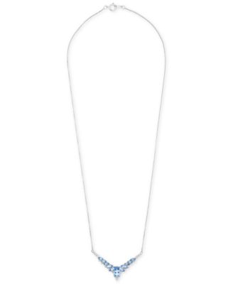 Garnet (2-1/3 ct. t.w.) & White Topaz (3/8 ct. t.w.) V-Shape 17" Statement Necklace in Sterling Silver (Also available in Amethyst, Peridot, Blue Topaz & Citrine) 