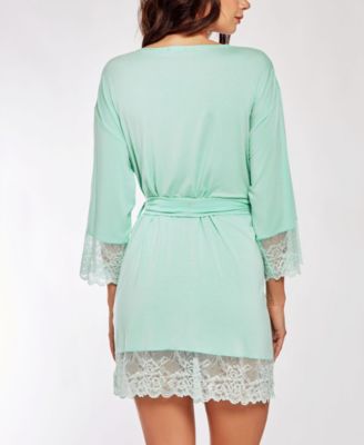 Elegant Modal Knit Robe Lingerie with Contrast Scalloped Lace