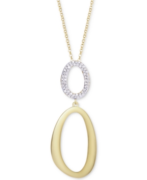 image of Diamond Oval Pendant Necklace (1/4 ct. t.w.) in Sterling Silver & 14k Gold-Plated Sterling Silver, 16
