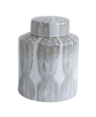 Bloomingville - Small Grey and White Decorative Stoneware Ginger Jar with Lid