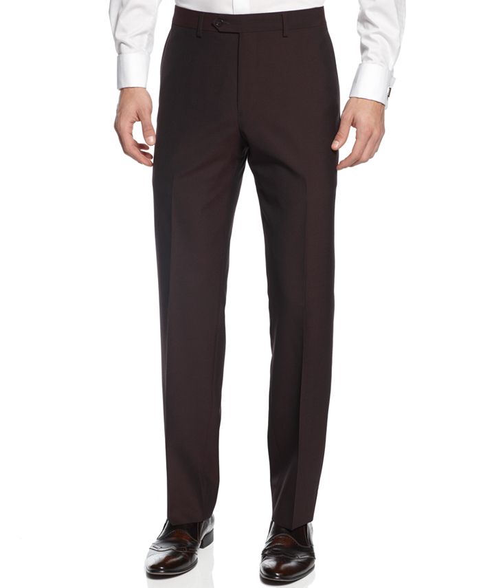 Calvin Klein X-Fit Burgundy Solid Slim Fit Pants - Macy's