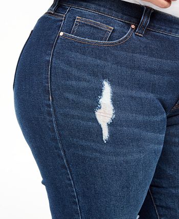 Plus Size Girlfriend Jeans – Stretch Denim, Light Rips, Petite To Tall Lengths – Women's Casual Relaxed Fit Jeans - View #4