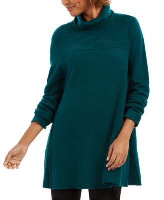 Style & Co - Exposed-Seam Mock-Neck Tunic Sweater