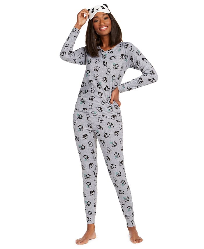 Jenni Knit Pajamas & Sleep Mask 3pc Set, Created for Macy's - Macy's