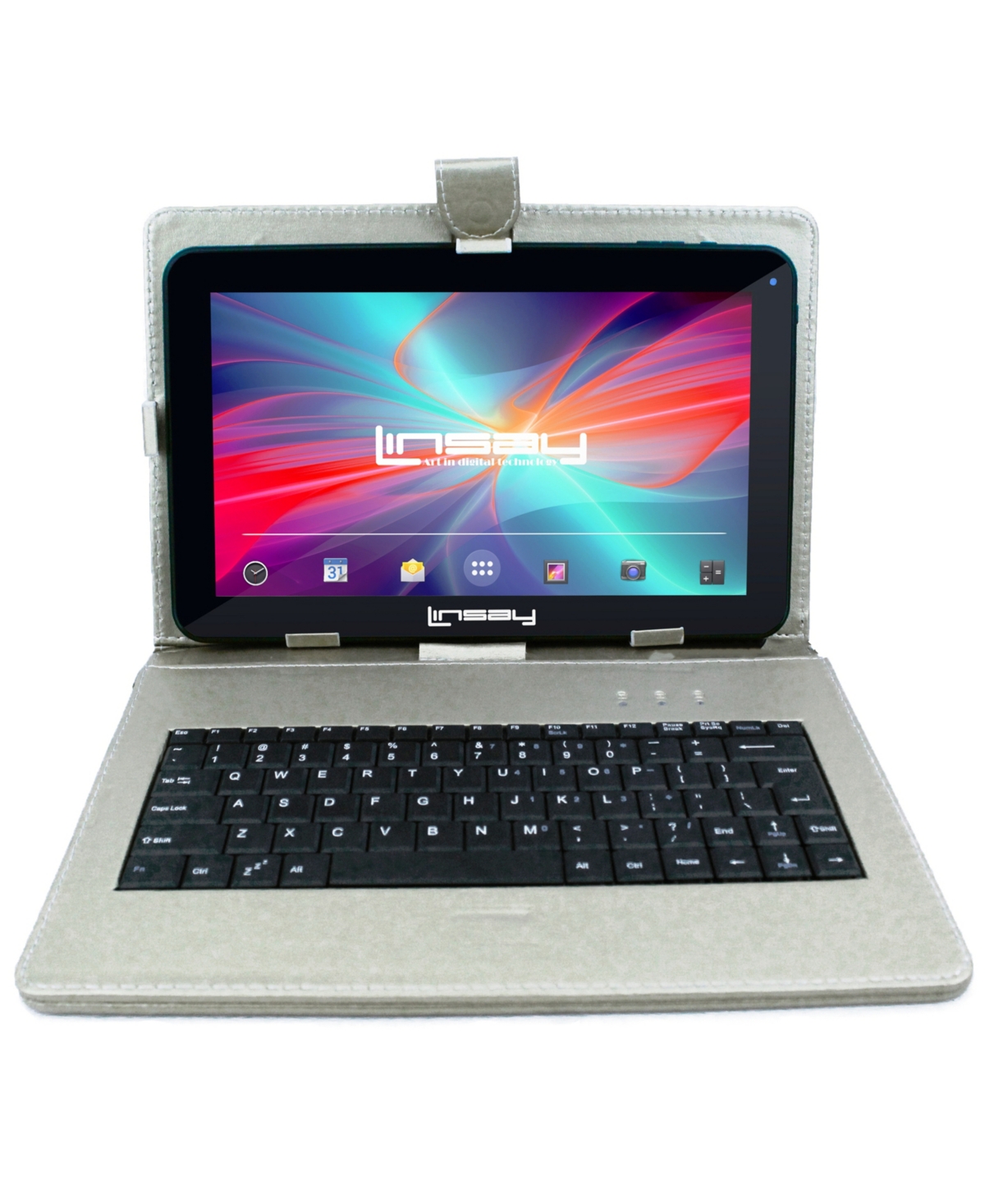 Linsay 10.1" New Quad Core 16GB Tablet Android 6.0 Bundle Deluxe with Silver-tone Keyboard
