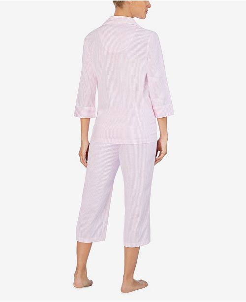 Lauren Ralph Lauren 3/4 Sleeve Classic Notch Collar Capri Pajama Set