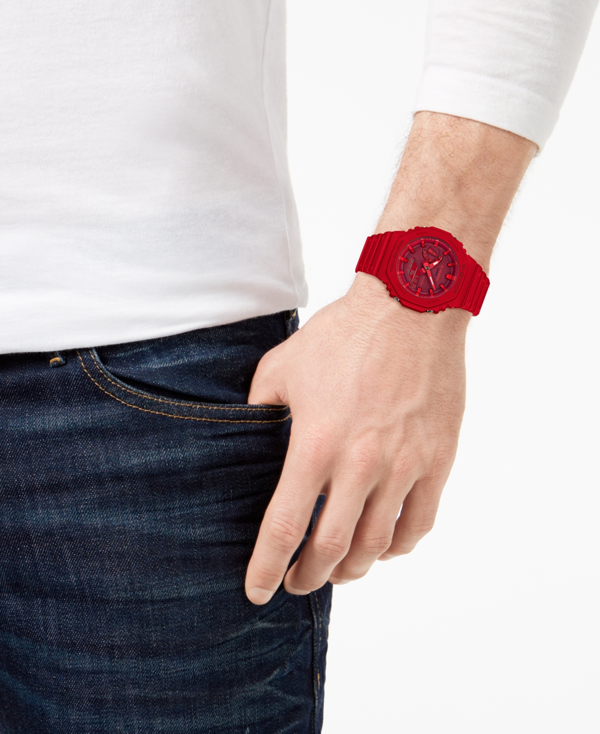 G-Shock Men's Analog-Digital Red Resin Strap 45.4mm GA2100-4A