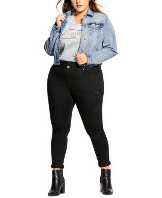 macys plus size denim jacket