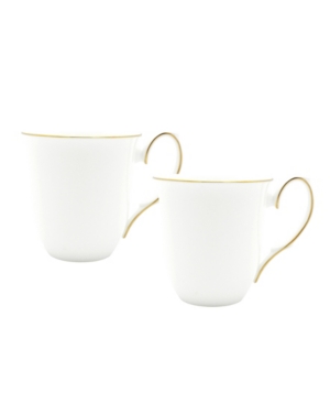 Twig New York Amelie Brushed Gold Rim Mugs - Set Of 2 In White