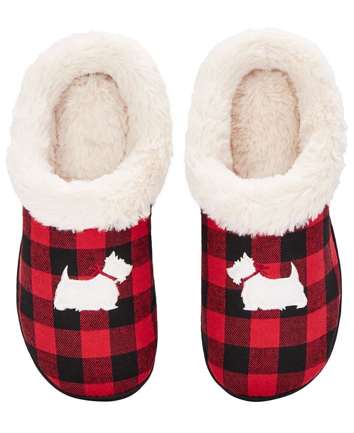  NINE WEST Premium Women's Slippers Fluffy Memory Foam House  Slippers for Women Cozy Furry Insole in Black Plaid Small Size 5-6