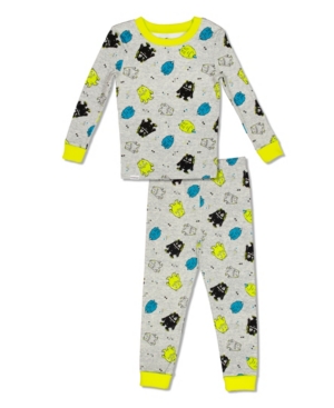 image of Free 2 Dream Boys Toddler, Little and Big Monster Print 2 Piece Cotton Pajama Set with Grow with Me Cuffs