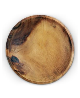 Acacia Wood Serving Bowl for Fruits or Salads Calabash Round Shape Style Large Wooden Single Bowl