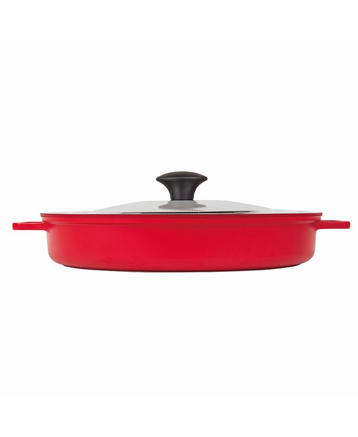 MasterPan - Stovetop Oven Grill Pan with Heat-in Steam-Out Lid, 12", Red
