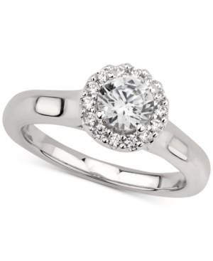 image of Gia Certified Diamond Halo Engagement Ring (3/4 ct. t.w.) in 14k White Gold