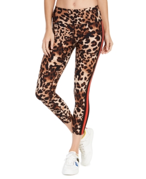 Calvin Klein Performance Animal-print Striped High-waist Leggings In Leopard Multi Combo