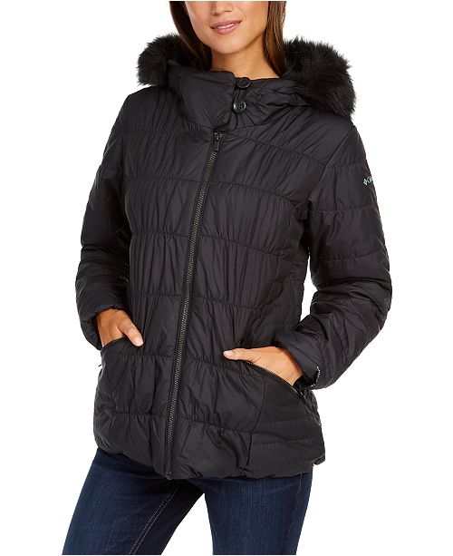 Columbia Women S Sparks Lake Hooded Faux Fur Trim Coat Reviews Women Macy S