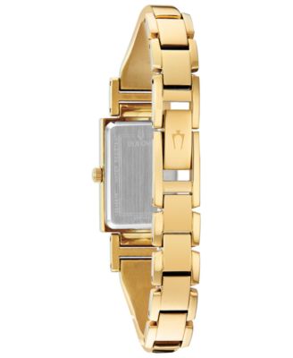 Women's Diamond-Accent Gold-Tone Stainless Steel Bangle Bracelet Watch 18x33mm