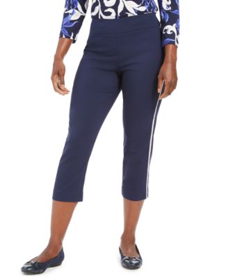JM Collection Petite Diamonte Side-Striped Capri Pants, Created for ...