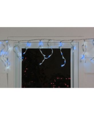 Set of 100 Blue LED Wide Angle Icicle Christmas Lights - White Wire