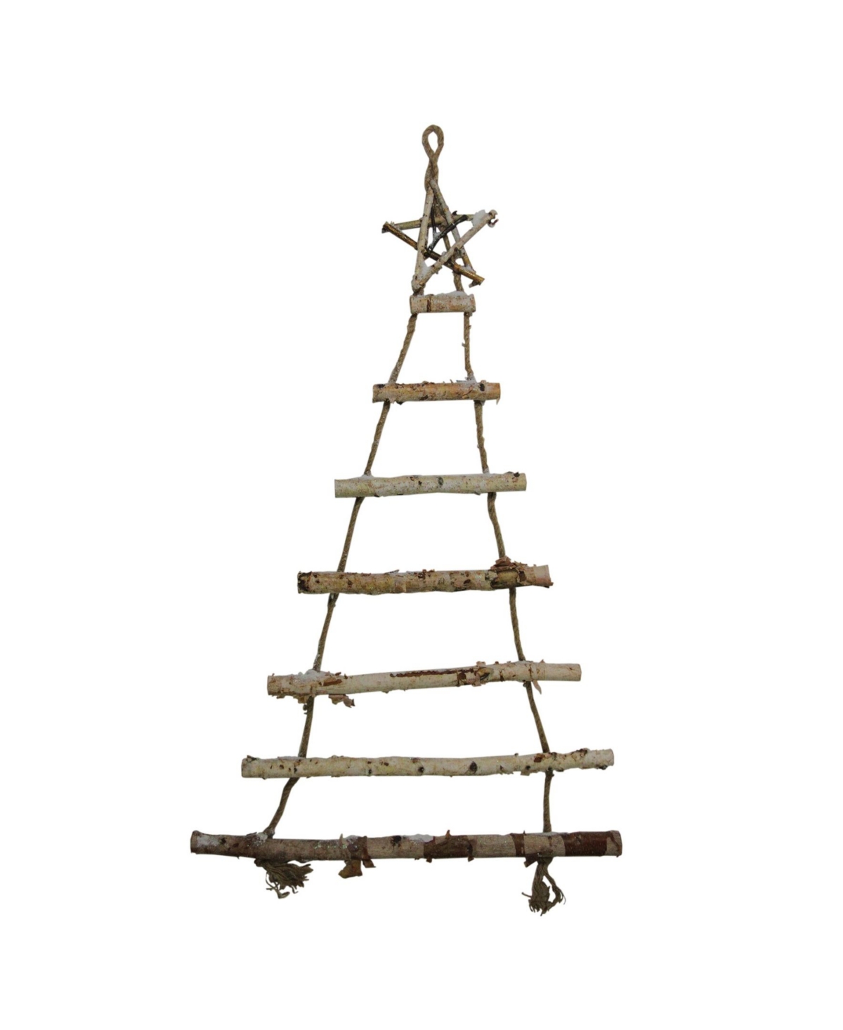 48" Natural 7-Tier Wall Hanging Twig Tree with Star Christmas Decoration - White