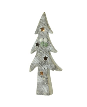 Northlight 30" Led Lighted Battery Operated Rustic Glittered Christmas Tree Table Top Decoration In Gray