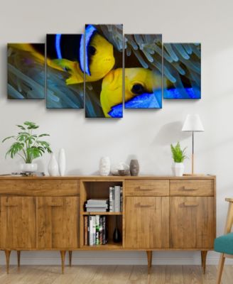 Underwater Rays Duo 5 Piece Wrapped Canvas Sea Life Wall Art Set, 30" x 60"