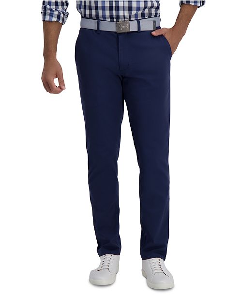 Haggar Men S Slim Fit Motion Khaki Straight Flex Waistband Casual Pants Reviews Pants Men Macy S