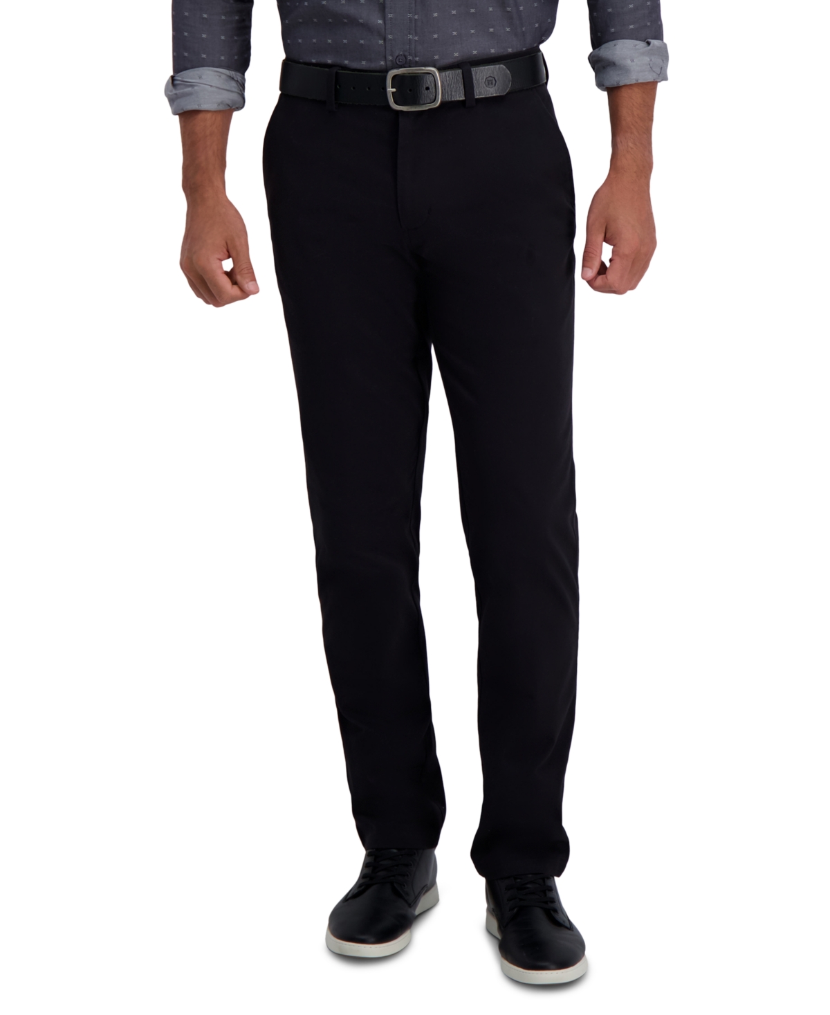 Men's Slim-Fit Motion Khaki Straight Flex Waistband Casual Pants - Black