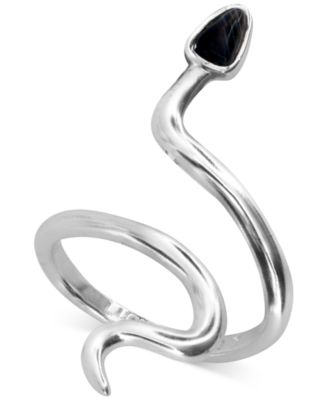 Lucky Brand - Silver-Tone Stone Snake Ring
