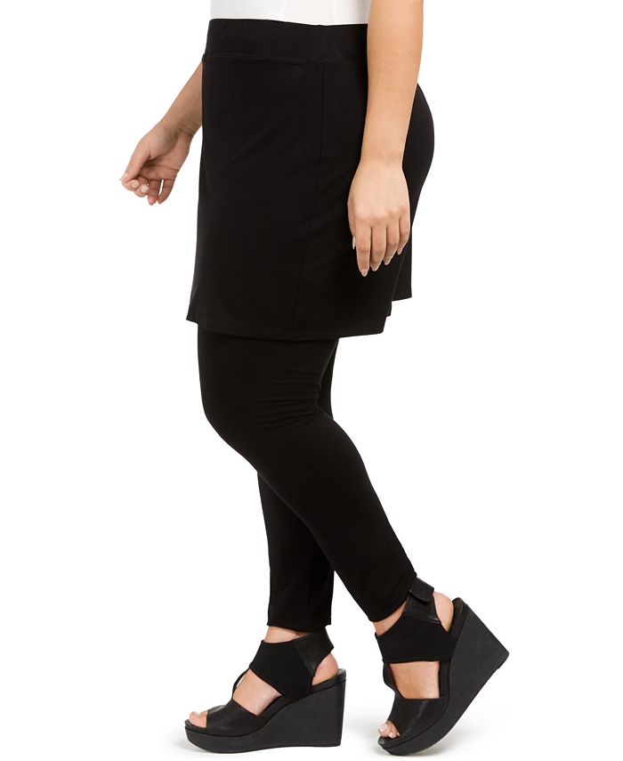 Eileen Fisher Plus Size Stretch Jersey Knit Skirted Leggings, Created