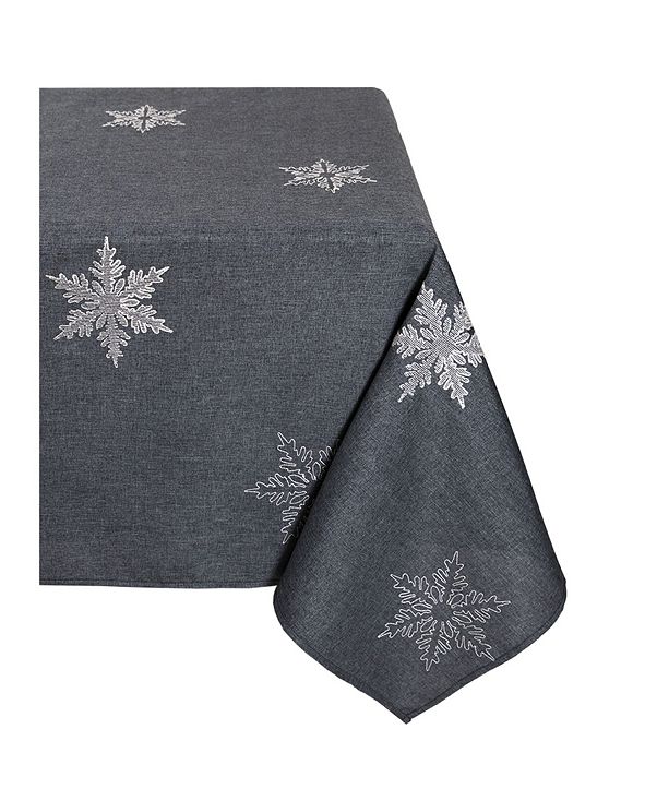 Xia Home Fashions Glisten Snowflake Embroidered Christmas Tablecloth