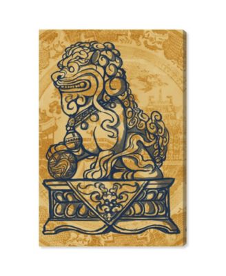 Chinese Lion Lines Giclee Art Print on Gallery Wrap Canvas, 16" x 24"