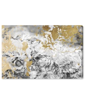 Silver and Gold Camellias Canvas Art - 30
