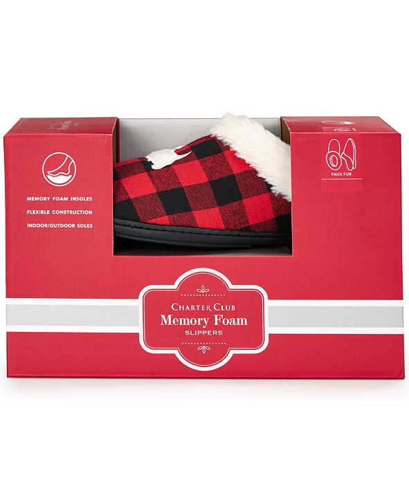 Charter Club Women's Faux-Fur Plaid Scottie Dog Slippers ...