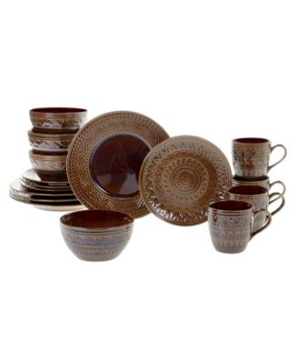 Certified International - Aztec Brown 16pc Dinnerware Set
