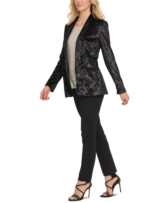 DKNY Petite Velvet Open-Front Blazer - Macy's