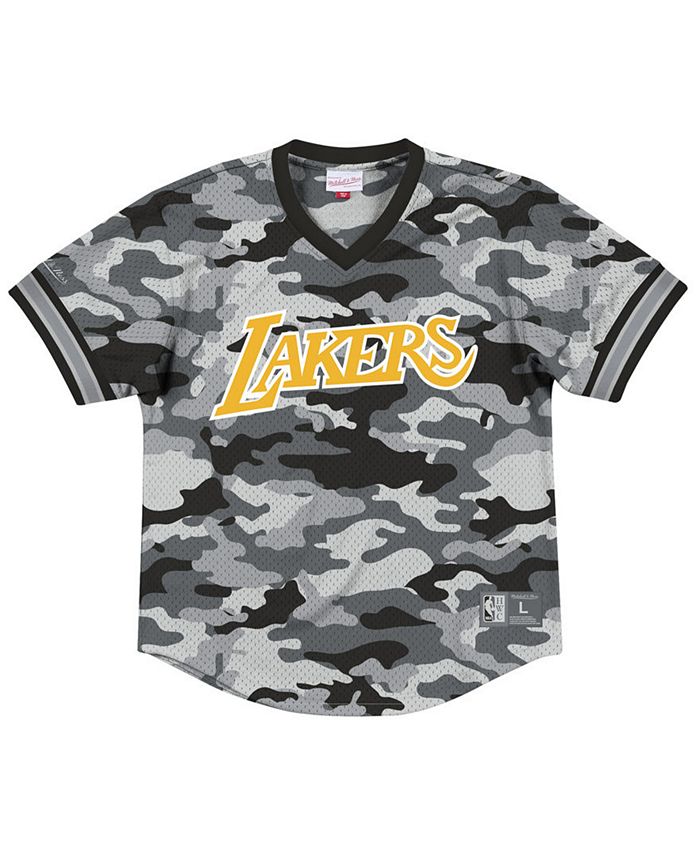 Los Angeles Lakers Black Mesh Crew Neck T-Shirt By Mitchell & Ness