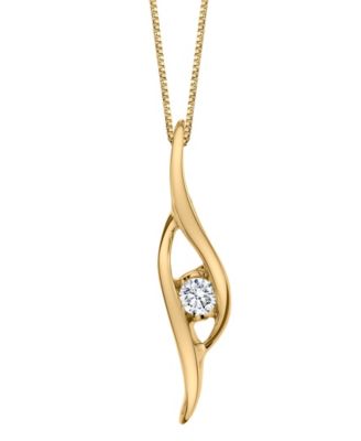Diamond 18 ct tw Pendant in 14k White Yellow or Rose Gold - YELLOW GOLD 900$