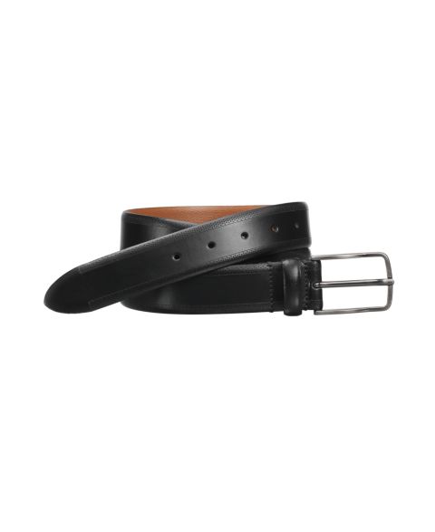 Мужской ремень Johnston & Murphy Edge-Perfed Embossed Belt, цвет: Чёрный
