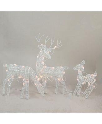 Northlight Set Of 3 White Glittered Doe Fawn And Reindeer Lighted ...