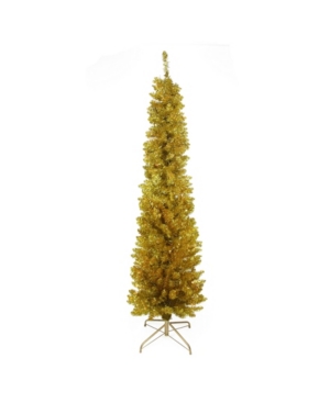 Northlight 6' Pre-lit Gold Artificial Tinsel Pencil Christmas Tree