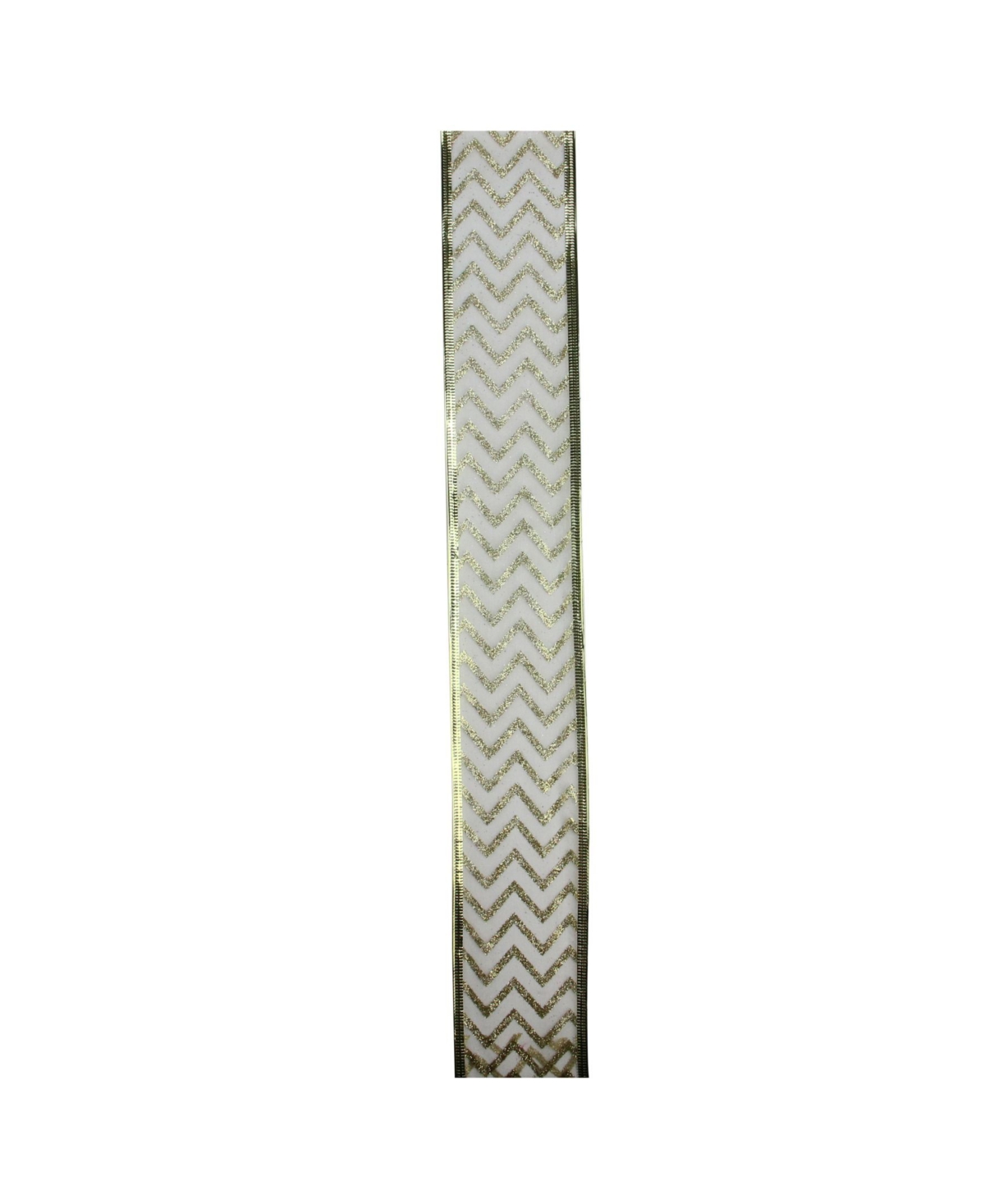 Northlight Pack of 12 SparklingChevron Print Wired Christmas Craft Ribbon Spools - 2.5