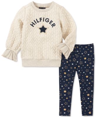 Tommy Hilfiger - Little Girls 2-Pc. Quilted Sweatshirt & Star-Print Leggings Set