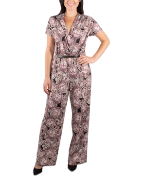 image of Ny Collection Pleated Front Belted Jumpsuit
