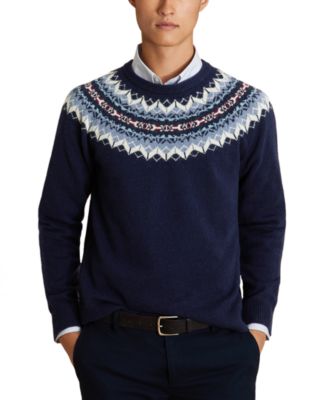 Brooks Brothers - Men's Red Fleece Fair Isle Sweater