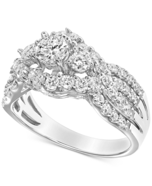 image of Diamond Cluster Openwork Engagement Ring (1-1/2 ct. t.w.) in 14k White Gold