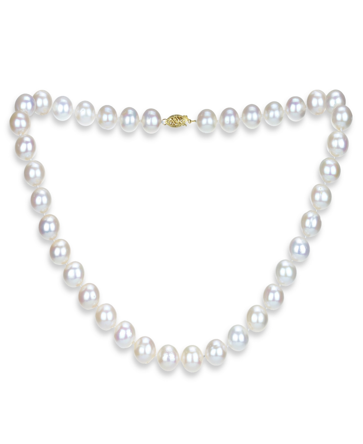 White Freshwater Cultured Pearl (11-11.5 mm) Strand Necklace and Stud Earrings Set in 14k Yellow Gold - 14K Yg