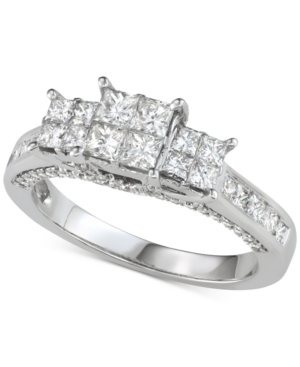 image of Diamond Princess Quad Cluster Engagement Ring (1-1/2 ct. t.w.) in 14k White Gold