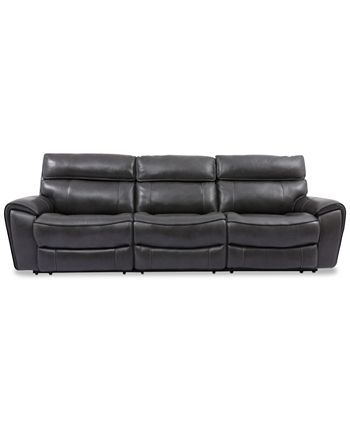 Furniture - Hutchenson 3-Pc. Leather Sectional with 3 Power Recliners and Power Headrests
